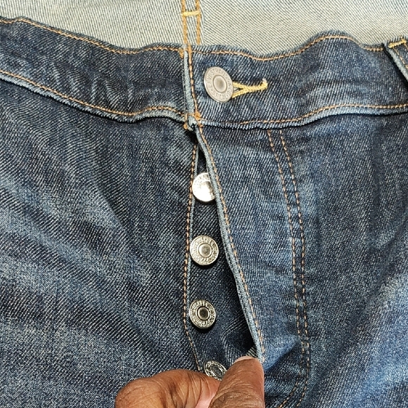 Levi's Wedgie skinny Dark Blue Ankle & Cropped Raw Hem Jeans button fly SZ 24W - Picture 5 of 7